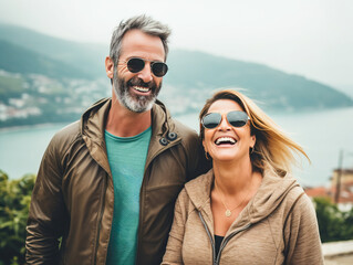 Active mature couple on an outing, generative ai