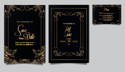 luxury elegant wedding invitation card design set