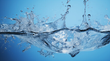 A blue background with water splashing on it
