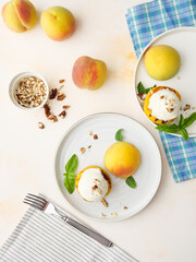 Grilled peaches with stripes.