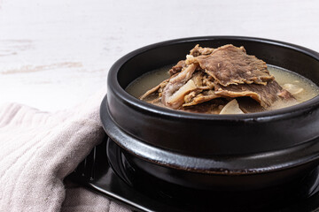 A dish with beef head meat in beef brothBeef Head Meat Soup