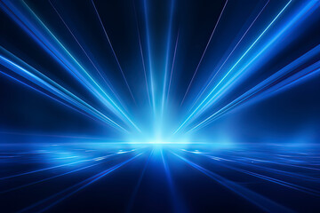 Blue glowing line background on black background. AI technology generated image