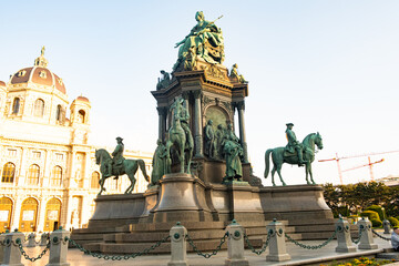 Fototapeta na wymiar Monument to Maria Theresa in Vienna, equestrian statues of military leaders.