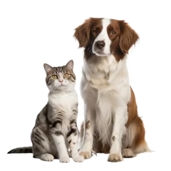 Fototapeten happy dog and cat isolated on transparent background © PawsomeStocks