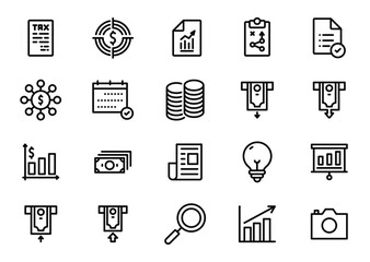 Set of Business related icons - Thin Line, Outline EPS Vector 