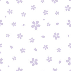 Cute seamless pattern with purple Sakura flowers