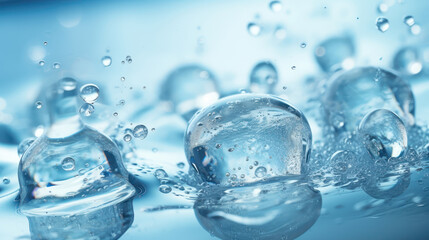 Soft blue abstract fresh background with water drops