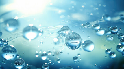 Soft blue abstract fresh background with water drops