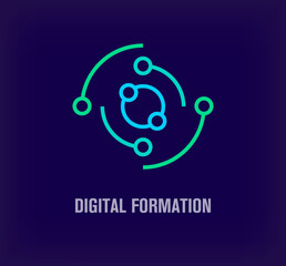 Creative digital line formation logo. Unique color transitions. Unique innovative system link chain logo template. vector