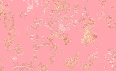 Abstract Pink liquid marble background with gold foil textured stripes and glitter dust. Blush liquid marbled watercolor background with golden cracks and stains. Elegant Pink rose marble background.