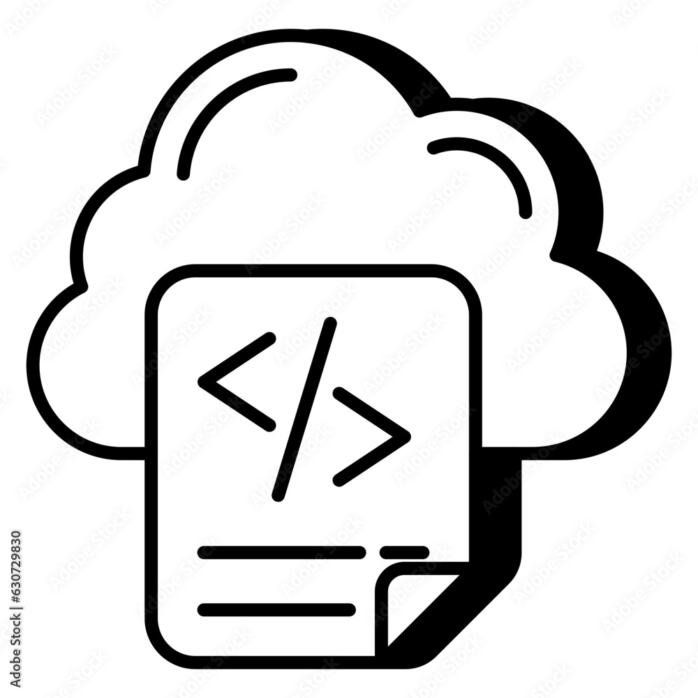 Wall mural unique design icon of cloud coding