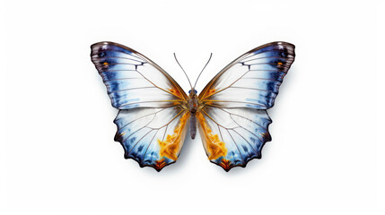 Beautiful blue and black butterfly isolated on white background AI generated