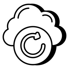 A linear design icon of cloud reload