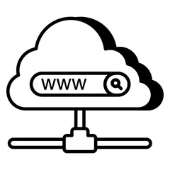 Icon of cloud browser in linear design