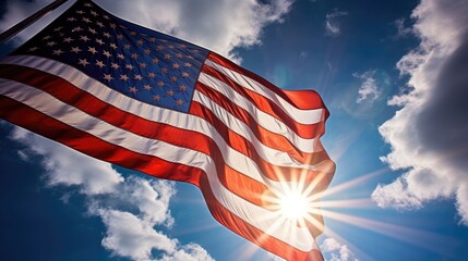 Sky light on America flag 