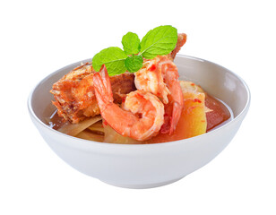Spicy and Sour Soup with Shrimp and papaya,Thai Food. transparent png
