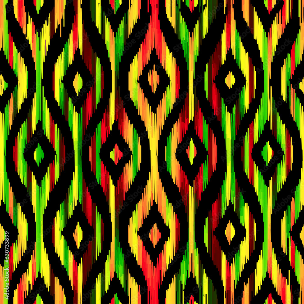 Poster geometric abstract grunge vintage pattern. ikat style. seamless vector image.