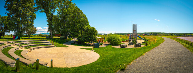 Fundy Discovery Site Amphitheater on the riverbank of the Salmon River in Truro, Nova Scotia, Canada