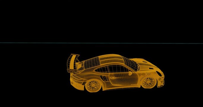 3D animation of sports car driving
