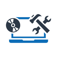 Software Maintenance Flat Blue Icon Isolate On White Background Vector Illustration | Seo Icons