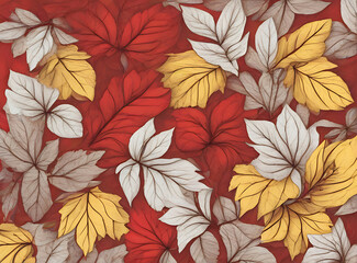 Autumn floral background red and yellow leaves