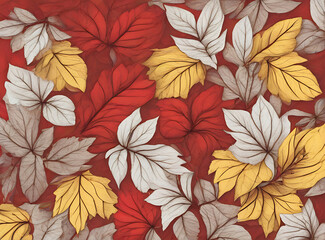 Fototapeta premium Autumn floral background red and yellow leaves