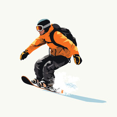 Fototapeta na wymiar man snowboarding vector flat minimalistic isolated illustration