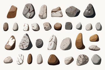 stones set vector flat minimalistic isolated illustration