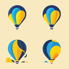 Hot Air Balloon Services Logo in Blue and Yellow Color