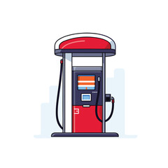 Gas Station Isolated on White: Simple Minimalist Vector Art Illustration
