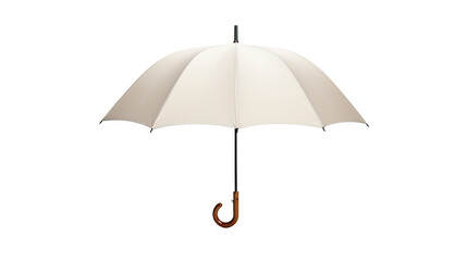 A white background showcases a solitary umbrella. A convenient parasol shields against the elements, be it sunlight or rainfall. The object is distinguishable with clipping paths.