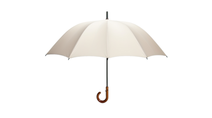 A white background showcases a solitary umbrella. A convenient parasol shields against the elements, be it sunlight or rainfall. The object is distinguishable with clipping paths.