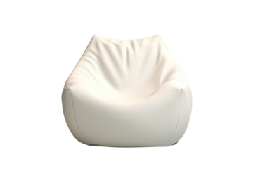 3D render of a white bean bag situated alone on a plain white background.