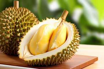 Obraz premium Fresh durian. AI technology generated image