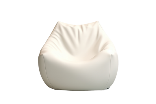 3D render of a white bean bag situated alone on a plain white background.
