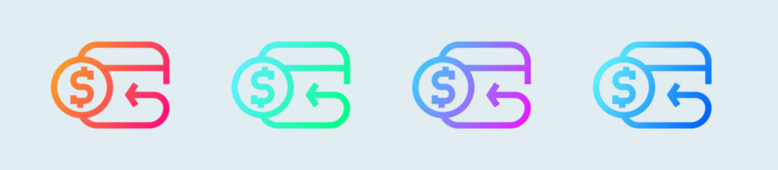 Cashback line icon in gradient colors. Refund signs vector illustration.