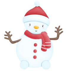 Cute snowman cartoon drawing, cartoon image