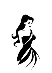 Woman icon vector logo illustration in black and white color