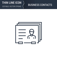 Business Contacts Symbol Icon. Sleek Thin Line Business Icon. Stroke Pictogram Graphic for Web Design. High-Quality Outline Symbol Concept. Premium Monoline Aesthetic. Simple and Elegant Logo Design