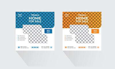 Modern Real estate home sale instagram facebook social media post template design. Luxury house sale advertising square banner vector design template