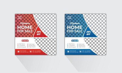 Modern Real estate home sale instagram facebook social media post template design. Luxury house sale advertising square banner vector design template