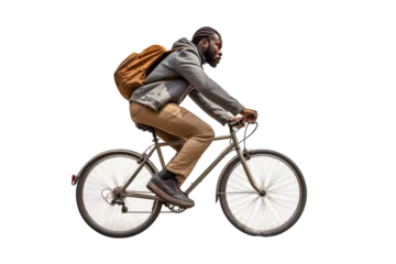 Poster man riding a bike isolated on white © Lucas