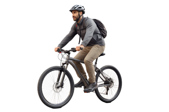 man riding a bike isolated on white - Powered by Adobe