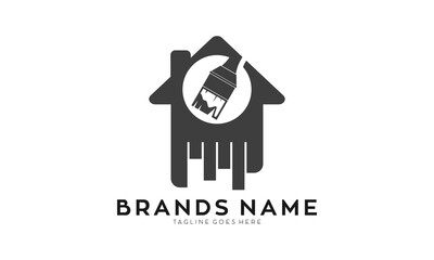 Home repaint with brush silhouette icon logo