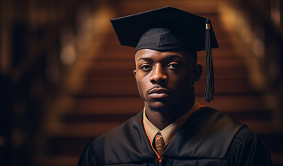 Fototapeta premium Portrait of happy man, graduation or student in university campus with degree, scholarship or education.