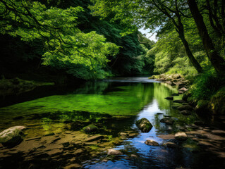 an outdoor swimming hole in summer