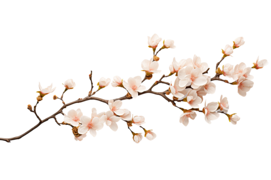 Beech branch featuring blossoms, separated on a white backdrop.