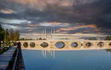 Taskopru Bridge over Seyhan River in Adana City of Turkey