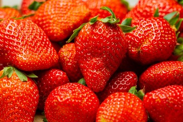 Closeup shot of fresh red strawberries.