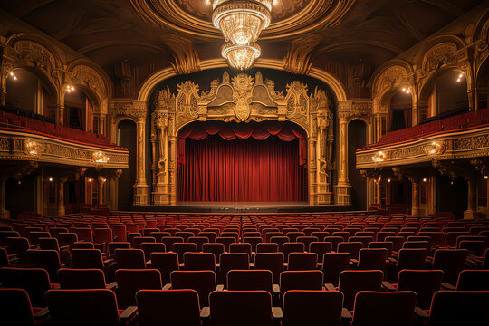 A luxurious opera house in classical style. AI technology generated image